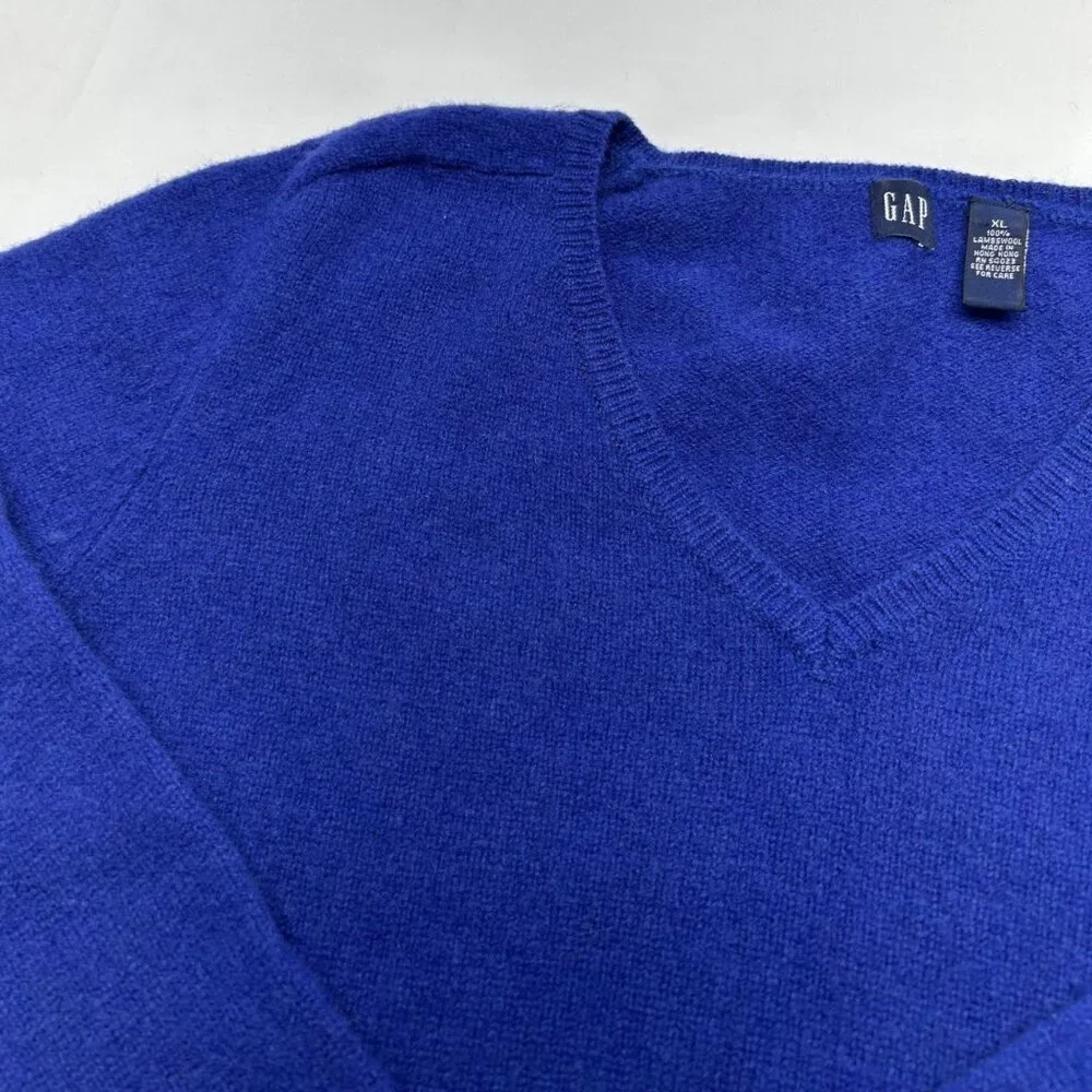 Lambswool Women's Sweater By Gap XL Dark Purple V-Neck